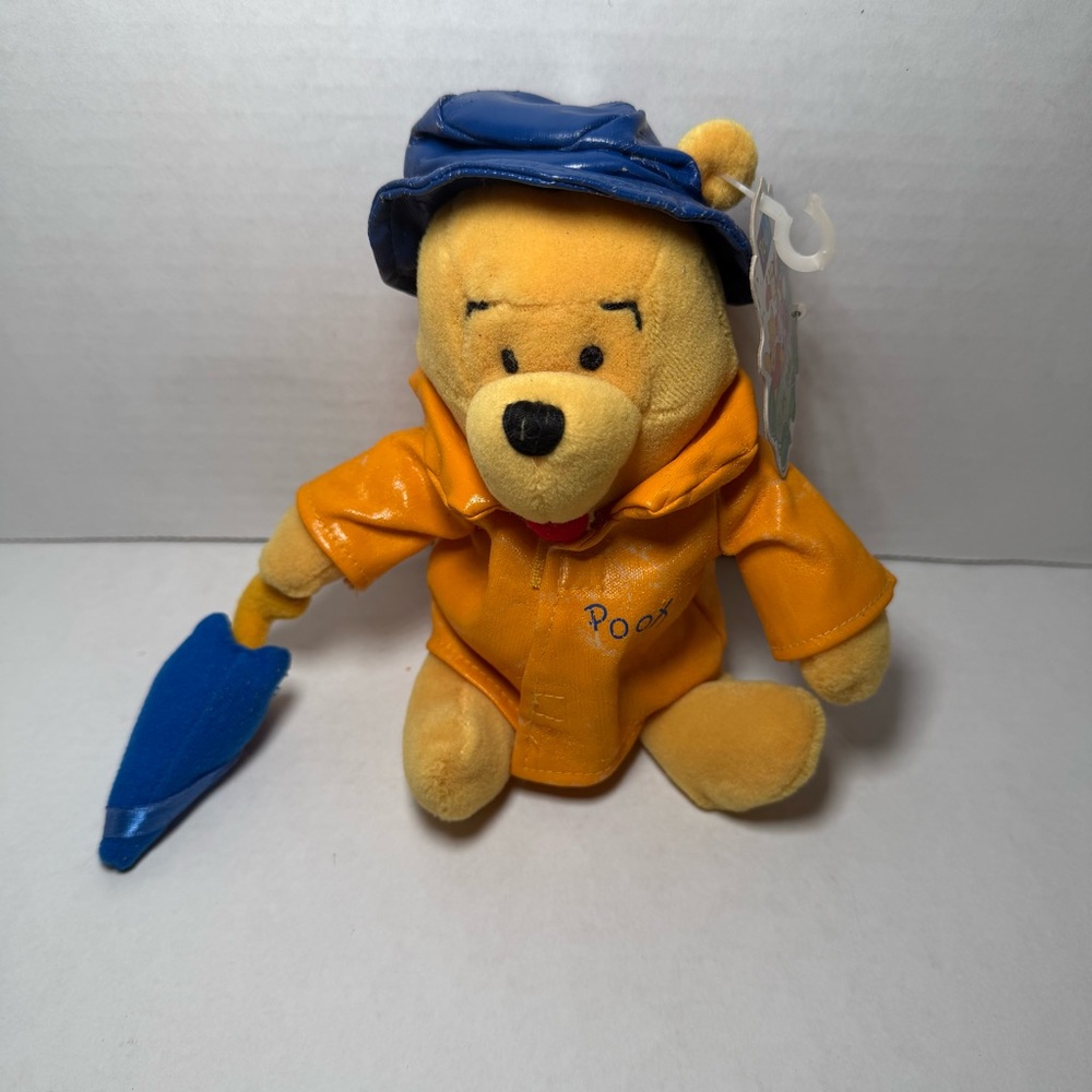 Vintage Disney Store Winnie the Pooh Raincoat Beanbag Plush